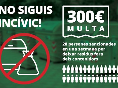 Campanya per a sancionar amb 300 € els incívics que deixin els residus fora dels contenidors