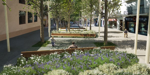 Obres a l'inici de la Rambla Anselm Clavé per fer-ne un espai renaturalitzat