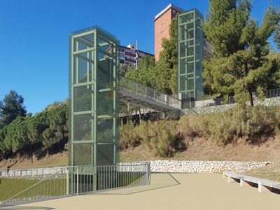Inicio de obras de los nuevos ascensores que enlazarán Sant Ildefons con el parc de Can Mercader
