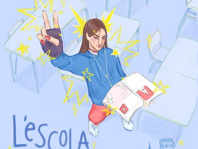 Nuevo cartel promocional de la escuela pública de Cornellà diseñado por una alumna del IES Ma. Aurelia Capmany