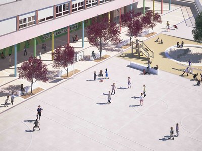 Obras de mejora en la escuela Sant Ildefons y en el campo de fútbol municipal