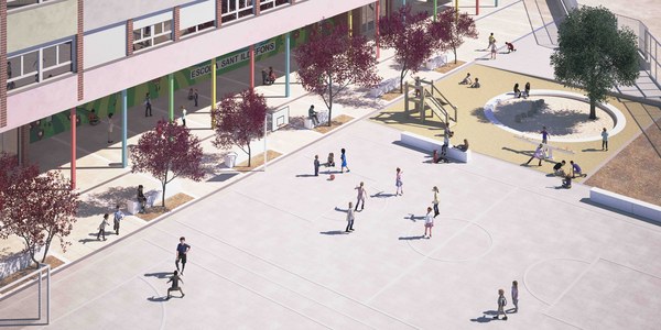 Obras de mejora en la escuela Sant Ildefons y en el campo de fútbol municipal