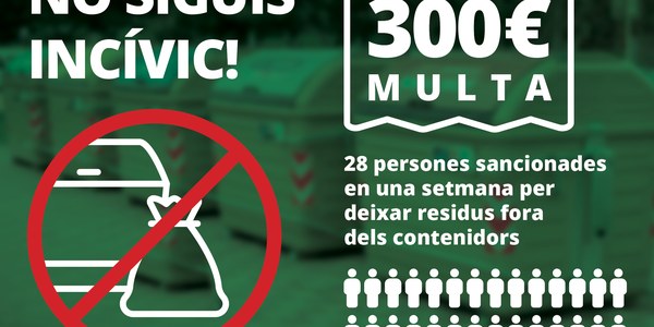Campaña para sancionar con 300 € a los incívicos que dejen los residuos fuera de los contenedores